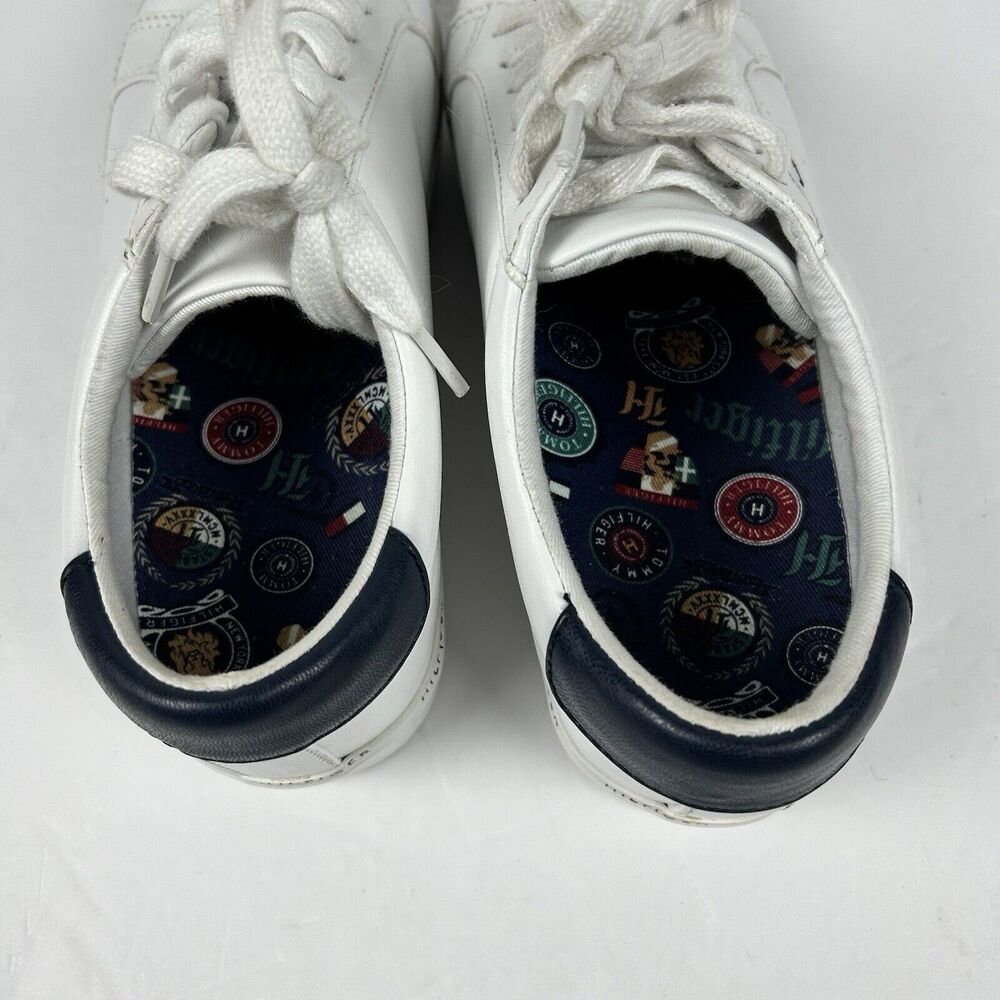 Tommy Hilfiger Henissly 8.5 M Faux Leather Low Top Sneaker White Shoes Logo - Picture 8 of 9